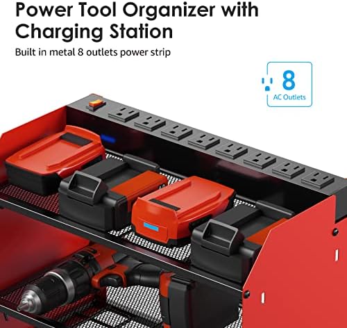 CCCEI Wall Mount Modular Tool Charging Organizer, Red, 1 Pack, 3 Tier.