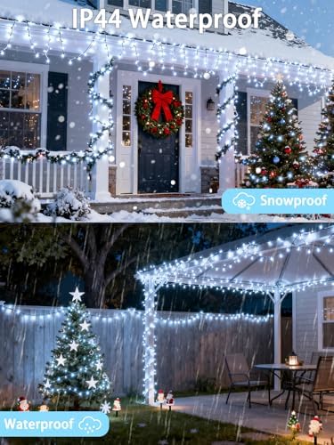 2 Pack 200 LED Christmas Lights 13 Modes Extendable Christmas Tree Lights