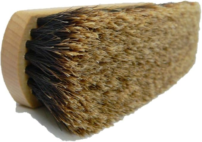 Long-Bristle Horsehair Shoe Shine Brush – Premium Buffing Brush for Leather Shoes & Boots – Hard Wood Handle with Sloted Bristles – Made in Germany
