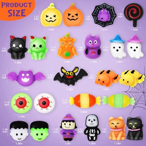 AuroTops 24 PCS Halloween Squishy Toys for Kids Halloween Party Favors Classies Character Squeeze Toys for Trick or Treat Gifts Bulk,Goodie Bags Stuffers for Kids Treat Bags Gifts Classroom Rewards