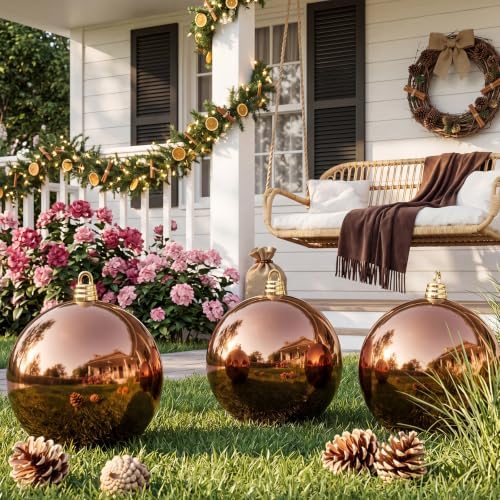 Threan 12 Inch Large Chocolate Brown Shiny Christmas Ball Ornaments