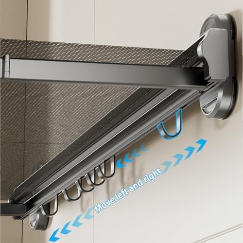 Wall Mounted Foldable Laundry Drying Rack - Space-Saving Indoor Clothes Dryer, No-Punch Design for Balcony, Laundry Room, Bathroom, and Doorway (60cm/23.6in, Gray)