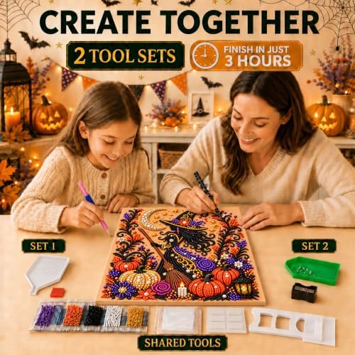 Diamond and Pearl Art Kits for Adults, Halloween Decorations, Framed Decor