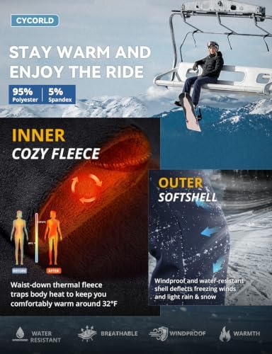 Cycorld Womens Snow Pants: Warm Fleece Lined Ski Pants Softshell