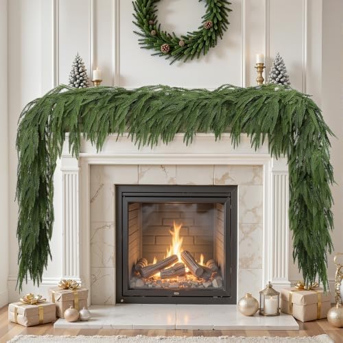 Alupssuc 12FT Christmas Garland, Artificial Real Touch Norfolk Pine Garland