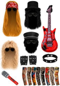 4 Person Rocker Costume Kit for Adults, 80s Rockstar Outfit