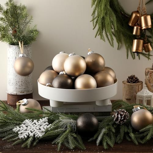 Yunlly 12 Pcs Neutral Christmas Ornament, Bronze Champagne Gold, 3.15''