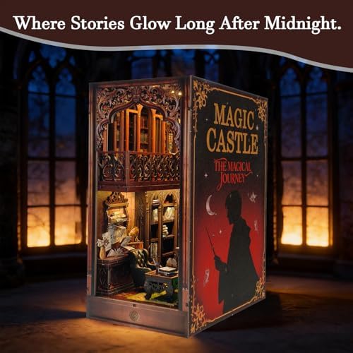 OZJAY Book Nook Kit with LED, DIY Miniature House Kit Bookshelf Decor