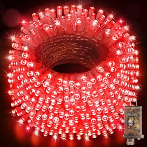 Hezbjiti 1000 LED 403 FT Christmas Lights Outdoor String Lights 8 Modes with Timer Memory Waterproof Fairy Lights Plug in for Classroom Bedroom Patio Wedding Party Holiday Xmas Decorations(Red)