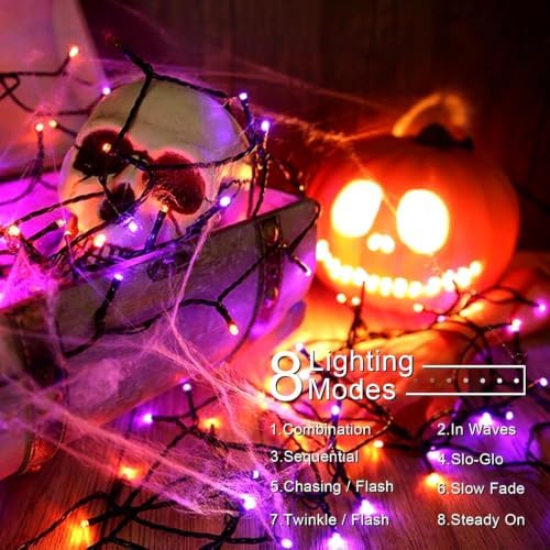 VTECHOLOG 300 LED Purple and Orange Christmas Tree Lights Halloween Light