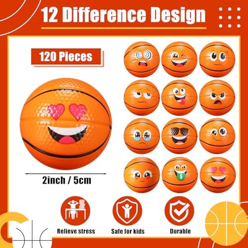 Libima 120 Pcs Mini Face Basketball Ball Fidget Toy Bulk, 2 Inch