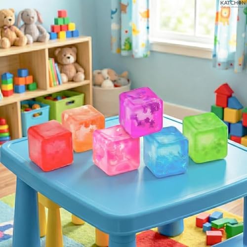 KatchOn, Pack of 24, Bean Fidget Spinners with Sparkle Squishy Cube Bundle - Birthday Party Favors for Kids 8-12, Treasure Box Toys for Classroom Goodie Bags Stuffers for Kids