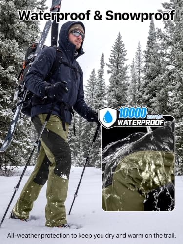 FREE SOLDIER Men's Fleece Lined Pants Softshell Snow Ski Pants