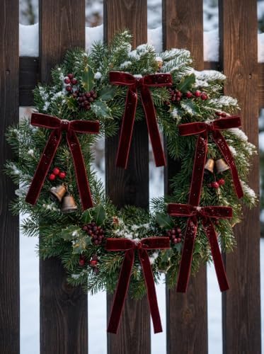 SIMISI RIBBON 24Pcs Christmas Velvet Ribbon Bows Decorations for Tree