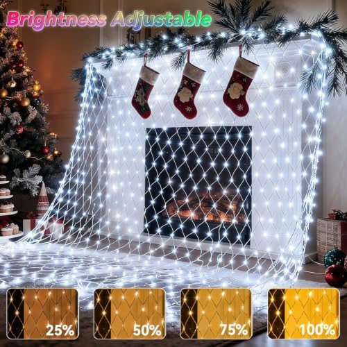 LitHome 12x 12FT Christmas Net Lights Outdoor Connectable, 400 LED