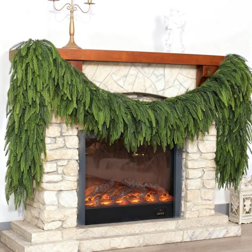 5FT 1PCS Artificial Christmas Norfolk Pine Garland for Fireplace Decor