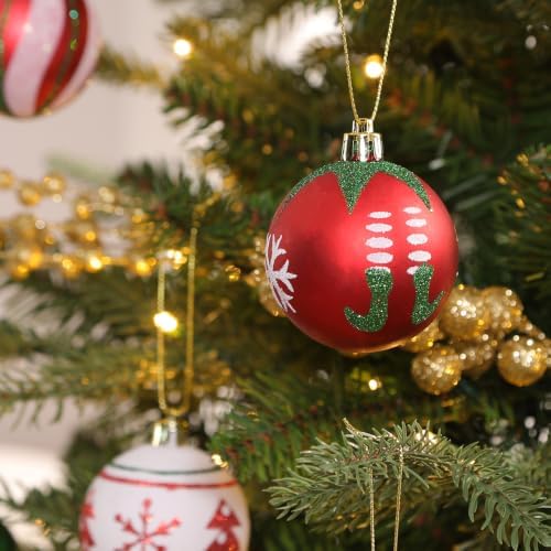SHareconn 30ct 2.36 Inch Christmas Tree Balls Ornaments,Red and Green White