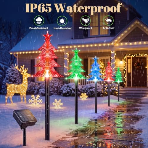 TOWPONICS Solar Christmas Lights Outdoor Pathway Decorations, 5 PCS
