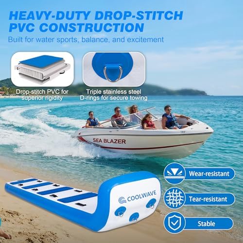COOLWAVE 10.5FT Inflatable Toboggan Sled, 2-4 Person Heavy Duty Snow Sled