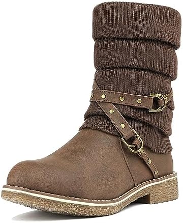 DREAM PAIRS Women's Mid Calf Fashion Winter Snow Boots