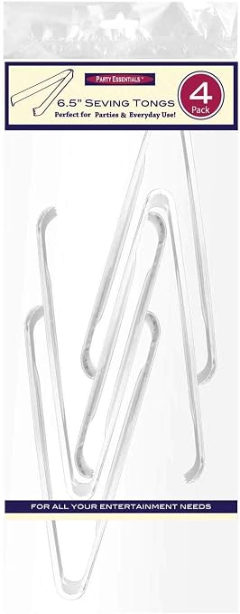 Party Essentials N64 Serving Tongs, 6-1/2", Clear (Pack of 48)