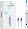 Puur Smile Soft Bristle Electric Toothbrush - 2 (Blue led) Brush Heads for Adults | 4 Cleaning Modes with Smart Timer, IPX7 Waterproof, Long-Lasting Battery & Wireless Charging Base (White)
