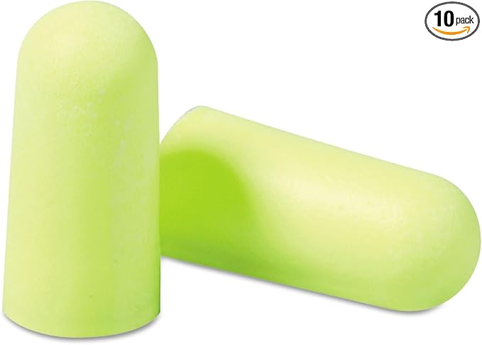 3M Ear Plugs, E-A-Rsoft Yellow Neons 315-1250, 200 Pair of Disposable Earplugs, Pairs Individually Wrapped, Regular Size, Uncorded, 33 NRR, Tapered Cylinder Shape, Slow Recovery Foam (Pack of 10)