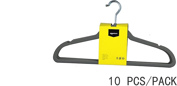 Amazon Basics Slim Velvet Non-Slip Space Saving Suit Clothes Hangers for Closet Organization, Gray/Silver, 100-Pack