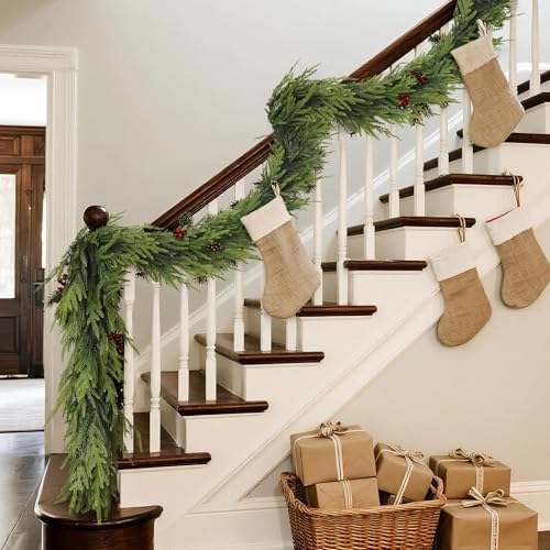 Artificial Christmas Norfolk Pine Garland for Mantle Decor (6 FT,1 PCS)