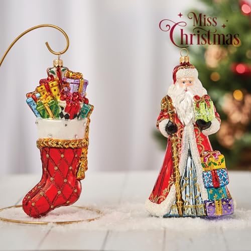 Miss Christmas 2026 Collection Gifts Galore Blown Glass Christmas Tree Ornament (Festive Stocking)