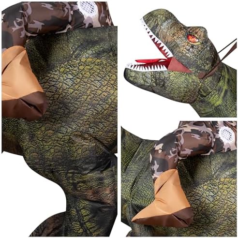 Spooktacular Creations Inflatable Dinosaur Costume Kids, T.rex Blow Up Costumes, Digital Printing Ride-On Dinosaur for Party