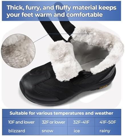 FitVille Mens Extra Wide Snow Boots Outdoor Mens Winter Wide Boots, Lightweight Wide Width Mens Winter Boots Waterproof Insulated V3