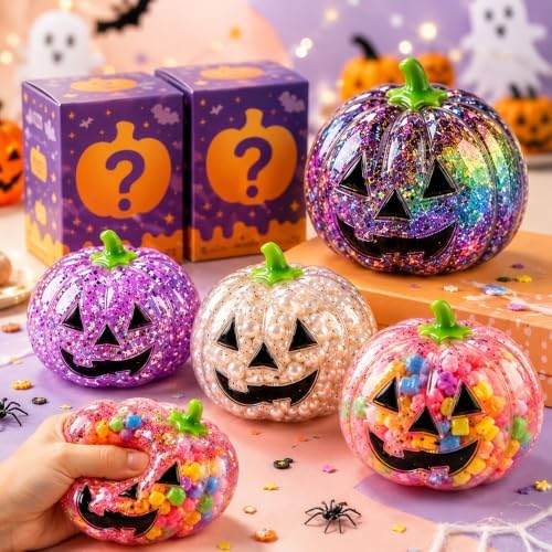 Halloween Pumpkin Squishy Mystery Box Surprise Squishy with Hidden Rare Glitter Edition, Soft Slow-Rising Sensory Fidget for Adults, Fun Collectible Gift for Fall & Halloween，1 Packs