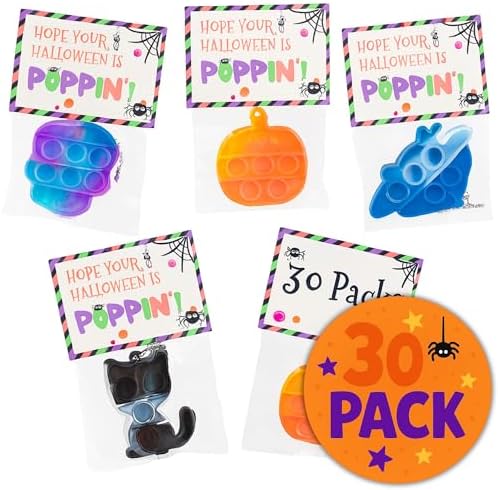 Pop & Squish Halloween Duo | Halloween Pop-Its , Halloween Squishies – Non-Candy Sensory Toys for Kids – Party Favors, Trick-or-Treat, Classroom Gifts