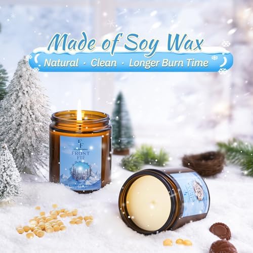 Christmas Candles, Winter Scented Candles for Home, 4 Pack Holiday Natural Soy Candles, Gifts for Women Men, Fragrance of Fir/Hot Cocoa/Vanilla Cookies/Cinnamon