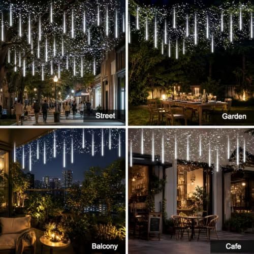 Aukora Christmas Lights Outdoor,UL Certified White Meteor Shower Lights