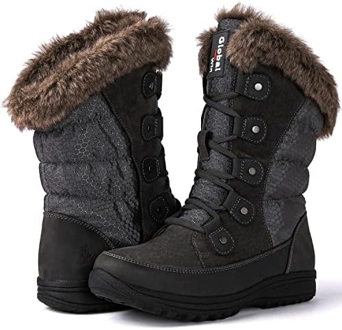 GLOBALWIN Women's Snow Boots Waterproof Mid-Calf Winter Boots with Thermal Fleece Lining, Insulated Cold Weather Protection, and Non-Slip Sole for Snowy Commutes