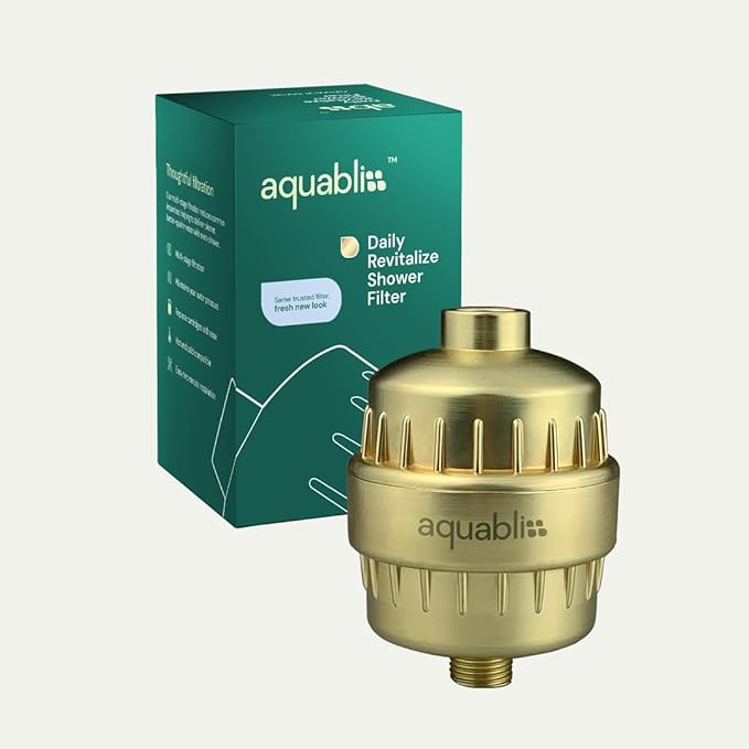 AquaBliss High Output Revitalizing Shower Filter - Reduces Dry Itchy Skin, Dandruff, Eczema, and Dramatically Improves The Condition of Your Skin, Hair and Nails - Matte Gold (SF100-GD)