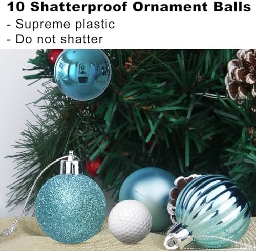 Baby Blue 2.5" Christmas Balls Christmas Tree Decoration Ornaments Shatterproof Hanging Balls for Birthday Halloween Holiday Wedding Decorations Set of 10pcs
