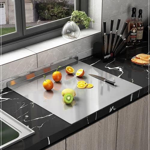 304 Stainless Steel Extra Large Cutting Board for Kitchen, 31.5 x 19.7 in | Chopping Boards, Metal Baking Noodle Pastry Kneading Dough Board with Lip for Meat, Vegetables, Bread, Fruits