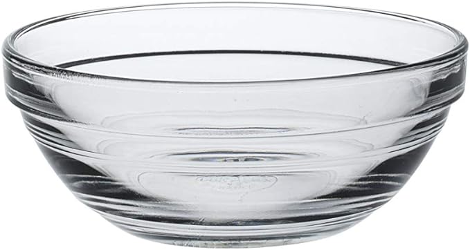 Duralex Gigogne Glass Stackable Mixing Bowls/Prep Bowls Set of 6, Clear. 6⅞ oz. / 4.1"