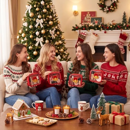 Abbylike 1 Pcs Christmas Preppy Patch Makeup Bags Bulk Holiday Makeup Bag Skincare Pouch Xmas Zipper Cosmetic Pouch Preppy Thing for Travel Christmas Women Gift (Classic,Red)
