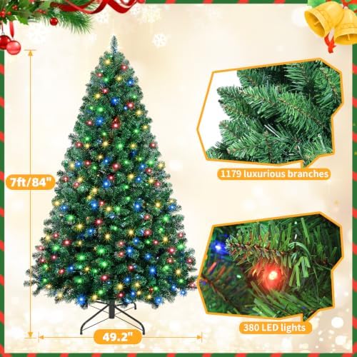 Pre-Lit Christmas Tree, 7FT for Home Holiday Decor, Remote Control