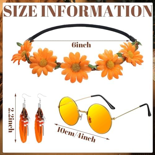 Leumoi 5 Pcs 60s 70s Costume for Women Disco Outfits