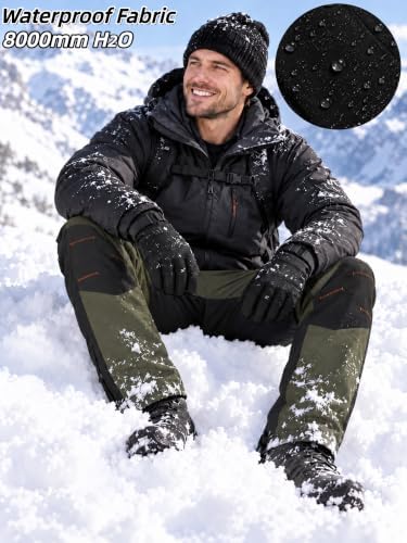 Mens Snow Ski Pants Waterproof Insulated Zipper Bottom Leg