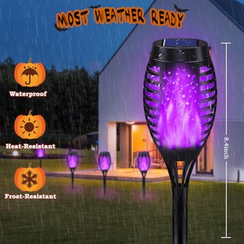 10Pack Purple Solar Halloween Lights for Halloween Decorations Outdoor