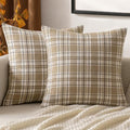 MIULEE Fall Plaid Pillow Covers Scottish Tartan 24x24 Neutral Khaki
