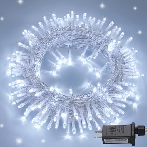 JMEXSUSS 150 LED Connectable White Christmas Lights Indoor for Bedroom