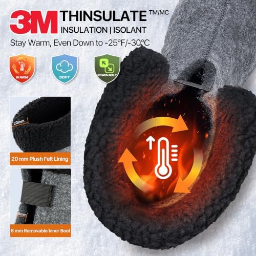 FREE SOLDIER Men's Waterproof Winter Snow Boots Removable Liner