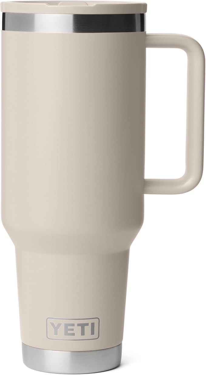 YETI Rambler 40 oz Travel Mug with Flip Straw Lid – Stainless Steel, Vacuum Insulated, Leakproof, Cup Holder Friendly, Cape Taupe
